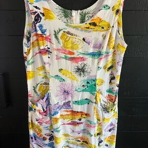 Colorful Fish Print Sleeveless Dress with pockets!